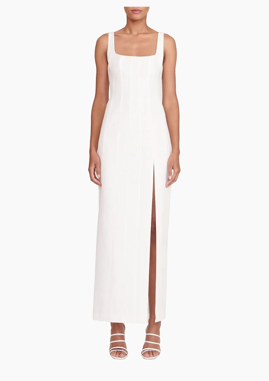STAUD Portrait White Maxi Dress NWT Flaw